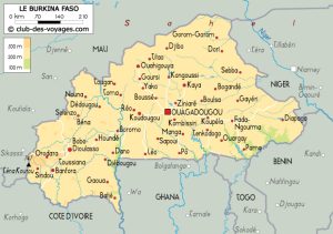 Carte des villes principales du Burkina-Faso